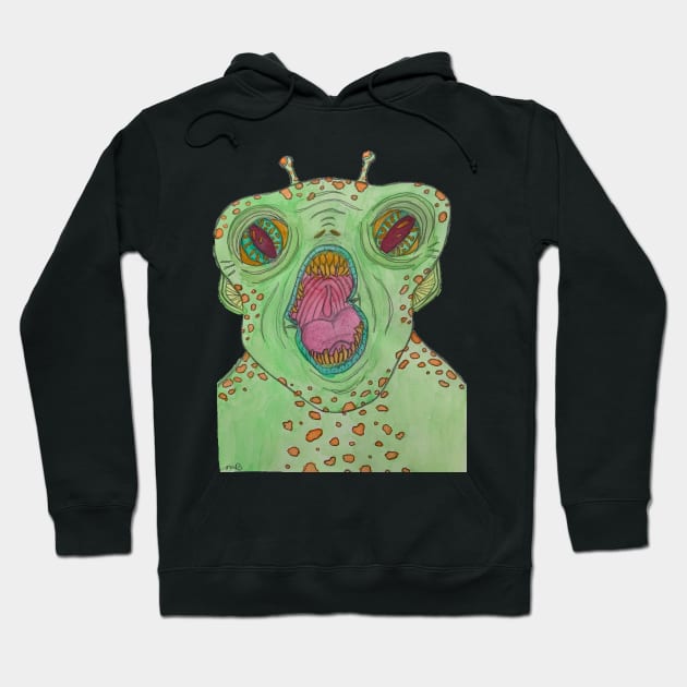 Green Lizard Monster Hoodie by LuvbuzzArt